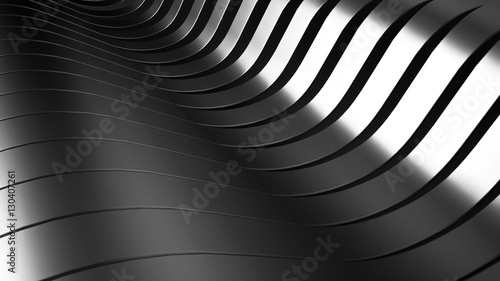 Black, stylish, modern metallic background with smooth lines. 3d photo