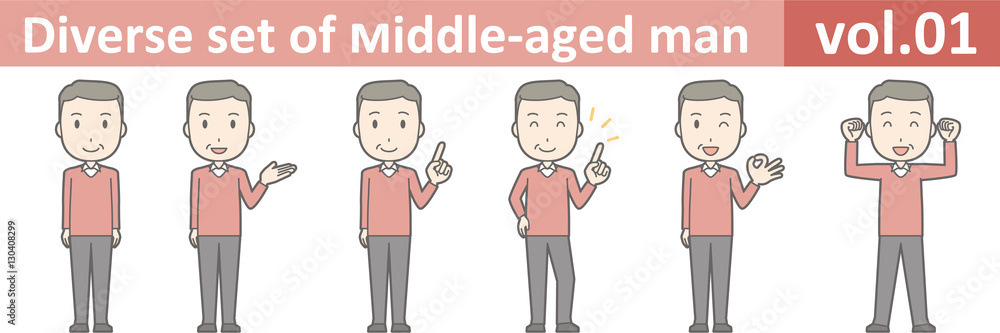 Diverse set of middle-aged man , EPS10 vector format vol.01 Diverse set of middle-aged man , EPS10 vector format vol.01
