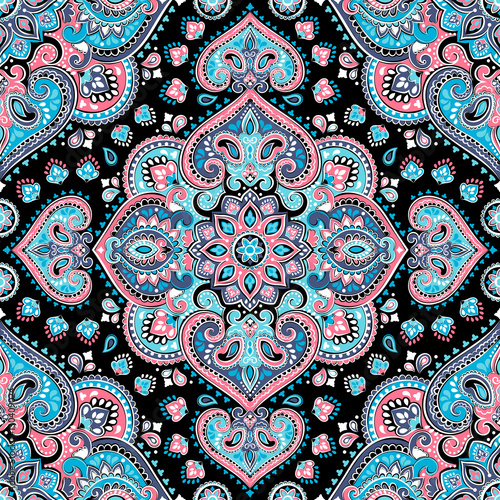 Beautiful Indian floral paisley seamless ornament print. Ethnic
