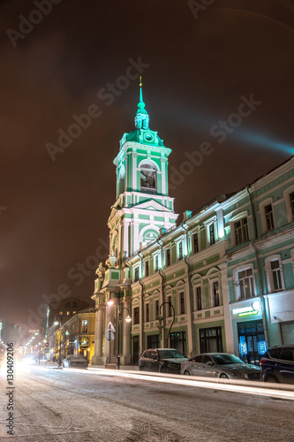 Fototapeta Naklejka Na Ścianę i Meble -  Illuminated Cathedral of Vilnius Bell at night.