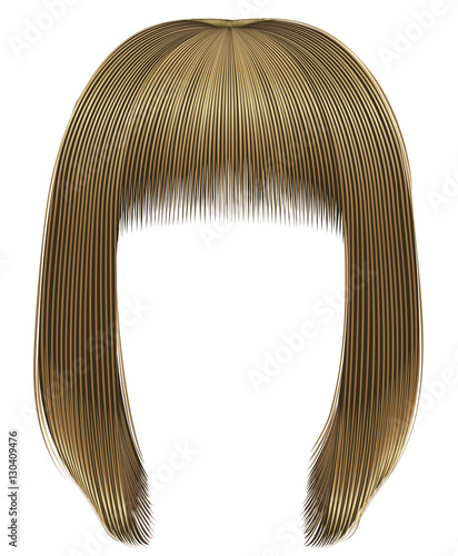 trendy  woman  hairs bob kare with fringe  . light  blond  colors .
 medium length . beauty style . realistic  3d .

