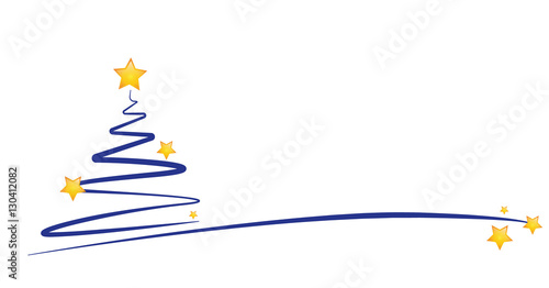 Elegant blue Christmas Tree Scribble with stars