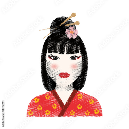 Beautiful geisha face icon vector illustration graphic design