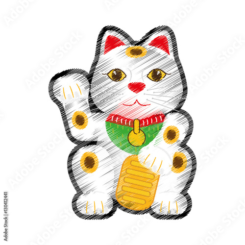 maneki neko lucky cat icon vector illustration graphic design