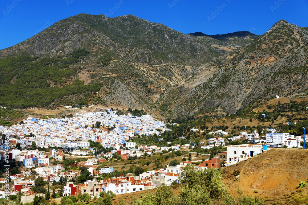 Aeria view of the Medina of Chefchaouen, Morocco, Africa