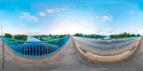 360 degree bridge river spherical panorama