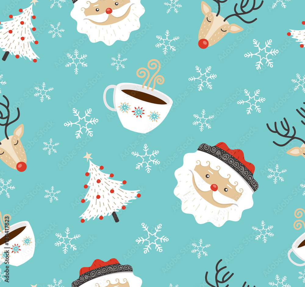 Merry Christmas santa deer winter seamless pattern Merry Christmas santa deer winter seamless pattern
