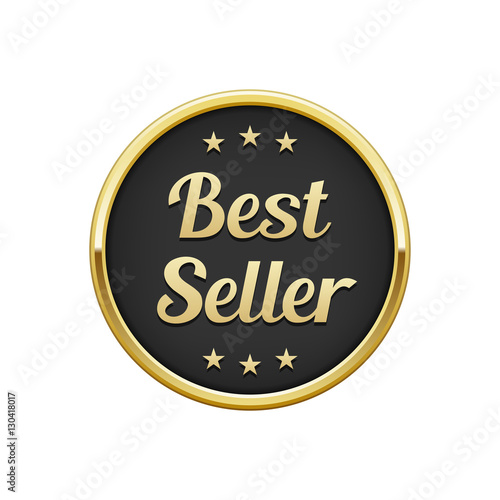 Gold black best seller round badge 