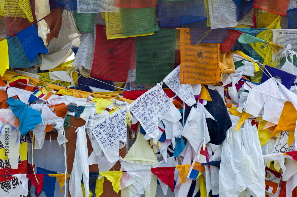 custom made wallpaper toronto digitalBuddhist prayer flags at Mulagandhakuti Vihara Temple at Sarnath near Varanasi, Benares, Northern India