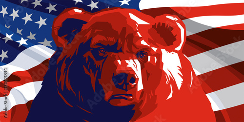 Angry Bear and American flag