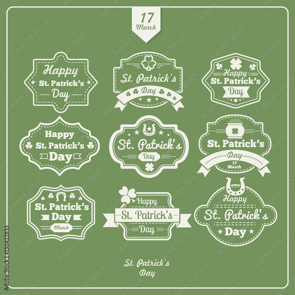 Happy St. Patrick's Day Labels and Badges