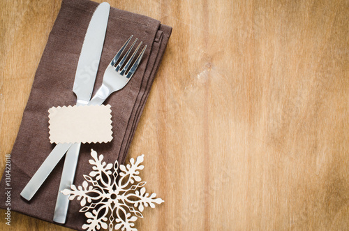 Winter Table Setting. Christmas Culinary Background.