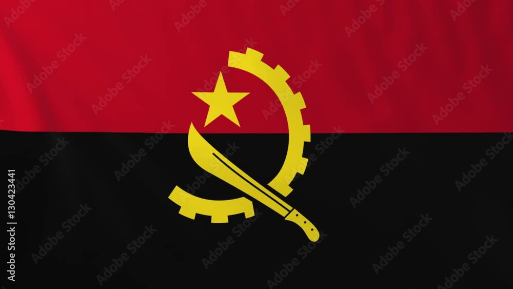 Flag of Angola. Rendered using official design and colors. Seamless loop. Flag of Angola. Rendered using official design and colors. Seamless loop.