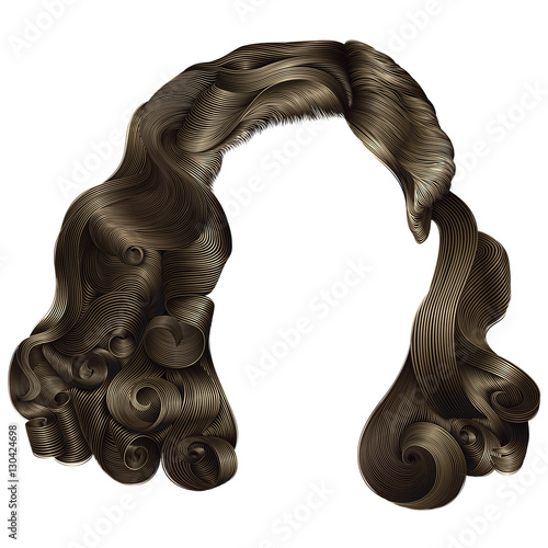 trendy woman short  hairs brown  colors .
 fringe . fashion beauty retro style . realistic  3d .
