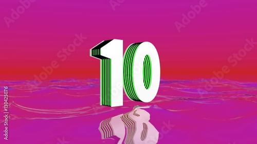 Top 10 countdown with Top ten text intro, ideal for online videos and top ten channels. Featuring a red/ violet background, water reflection, detailed design in 4K and HD