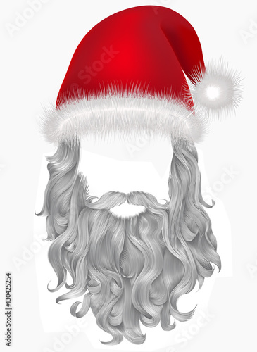 red hat santa claus with beard .christmas holiday mask attire .