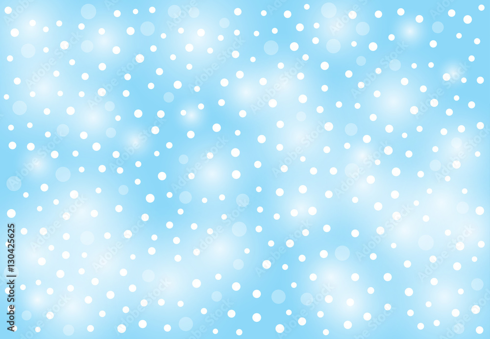 Winter background with falling snow on blue background. Vector illustration.