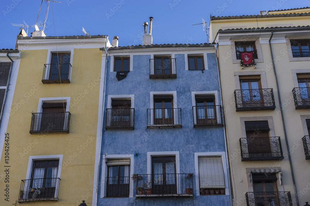 Old and typical houses of the Spanish city of Cuenca, world heri