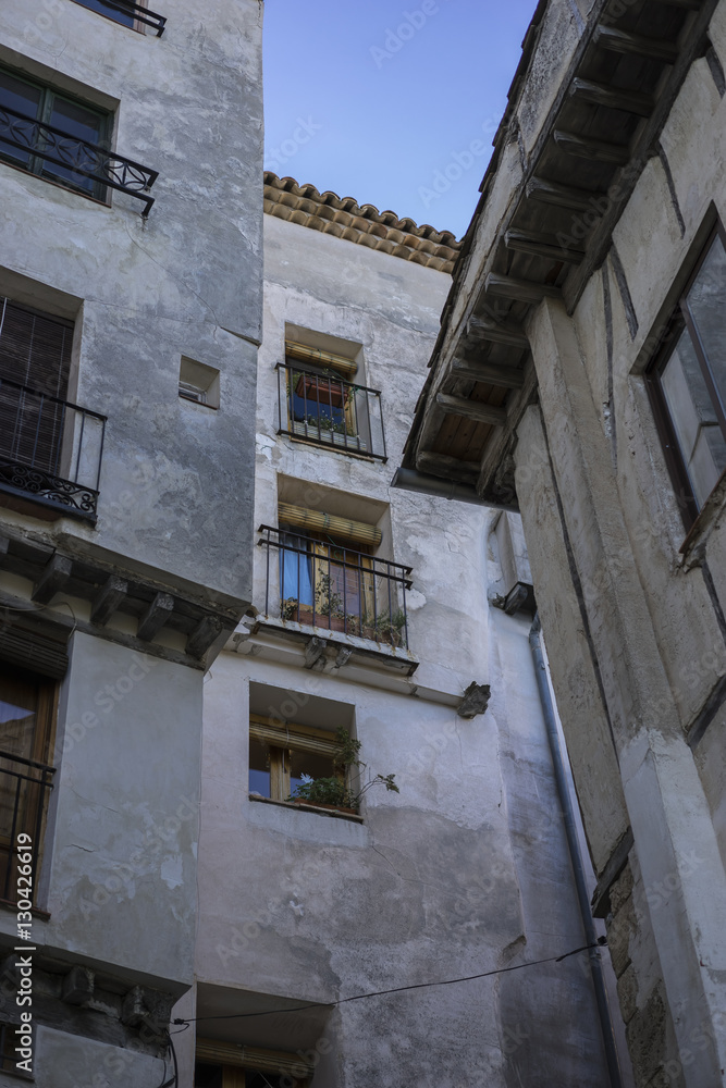 Old and typical houses of the Spanish city of Cuenca, world heri