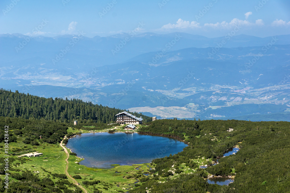 Panorama with Green hills around Bezbog lake, Pirin Mountain, Bulgaria