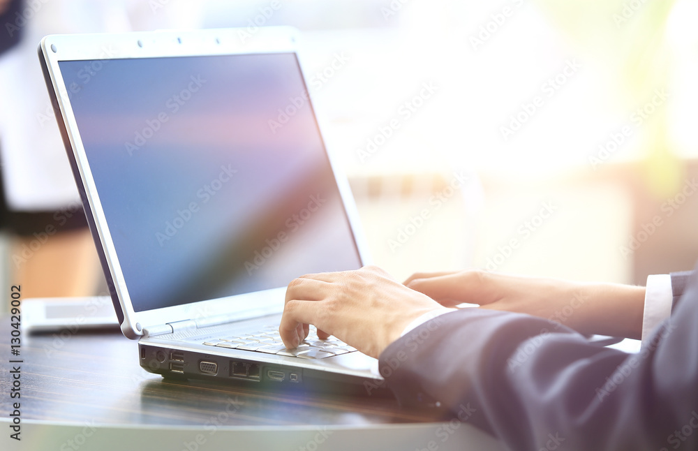 Naklejka premium Business man working on laptop