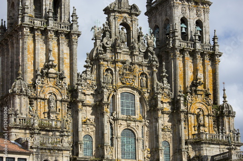 Facade do Obradoiro of the Baroque style Roman Catholic cathedral, Catedral de Santiago de Compostela, Galicia, Spain photo