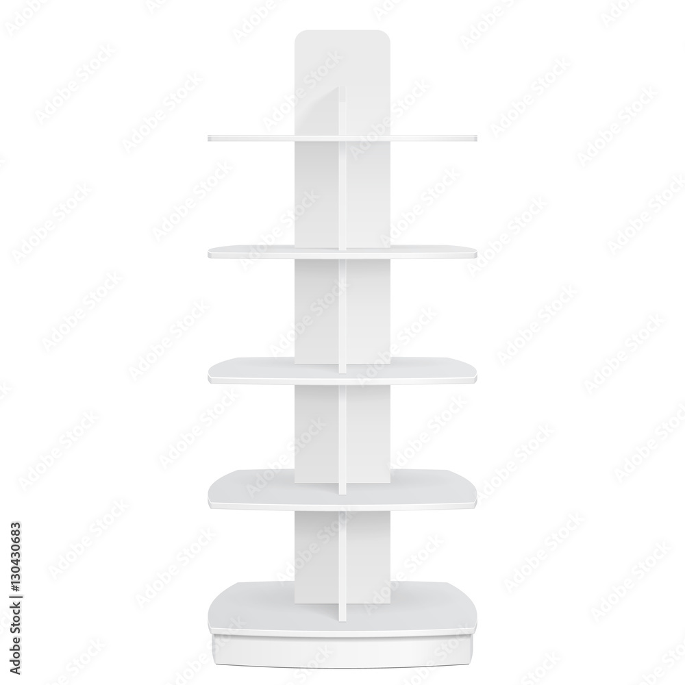 Square Rounded POS POI Cardboard Floor Display Rack For Supermarket Blank Empty Displays. Products Mock Up On White Background Isolated. Ready For Your Design. Product Advertising. Vector EPS10 Square Rounded POS POI Cardboard Floor Display Rack For Supermarket Blank Empty Displays. Products Mock Up On White Background Isolated. Ready For Your Design. Product Advertising. Vector EPS10