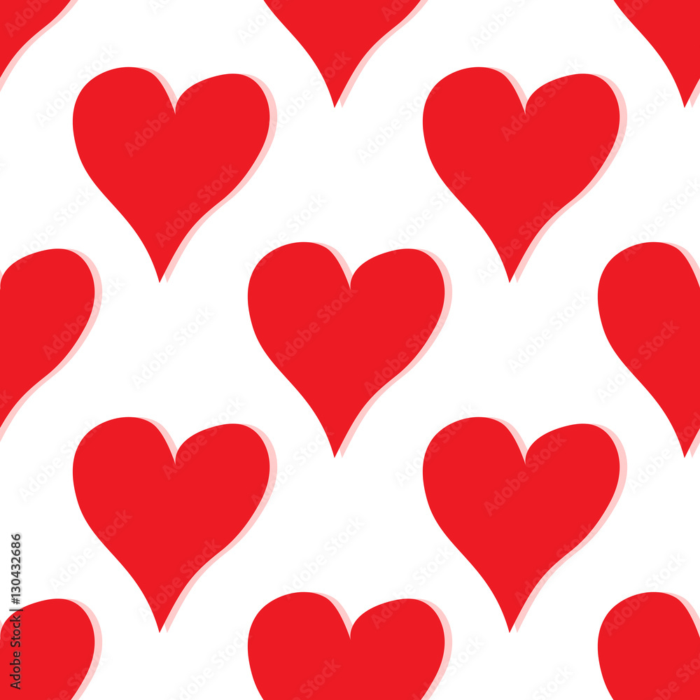 Seamless pattern with hearts on white