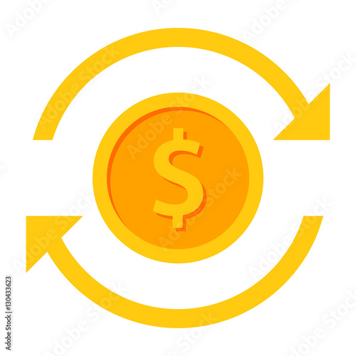 Coin with arrows concept for funds transfer