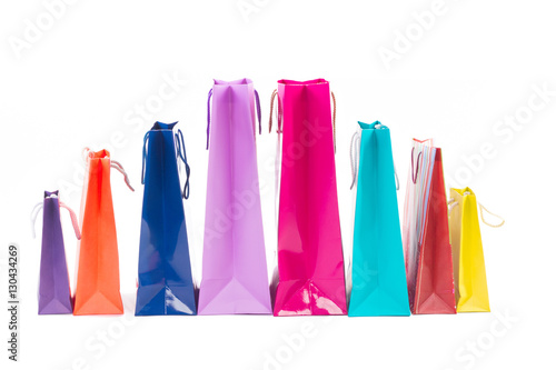 Multicoloured and bright shopping packages for gifts and presents