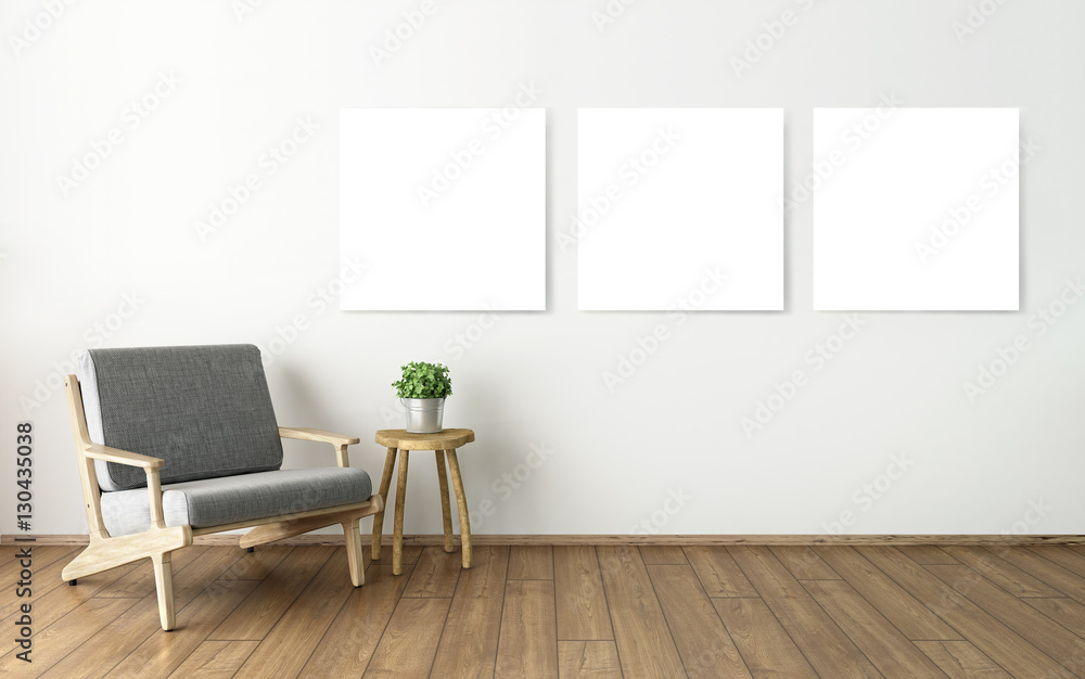 mock up blank poster on the wall, 3D living room interior design mock up blank poster on the wall, 3D living room interior design