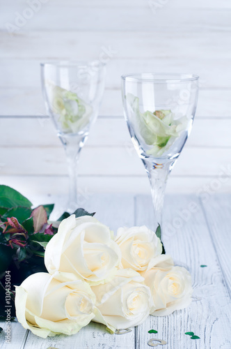 Two glasses with flowers