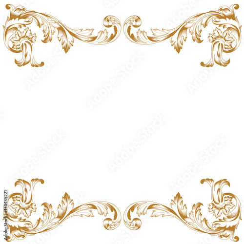 Golden vintage baroque ornament, corner. Retro pattern antique style acanthus. Decorative design element filigree calligraphy vector. - stock vector