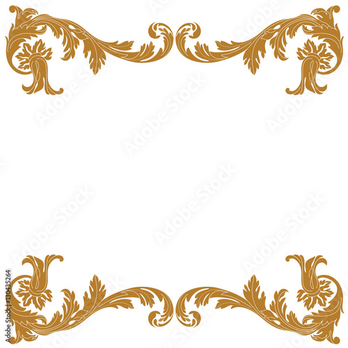 Golden vintage baroque ornament, corner. Retro pattern antique style acanthus. Decorative design element filigree calligraphy vector. - stock vector