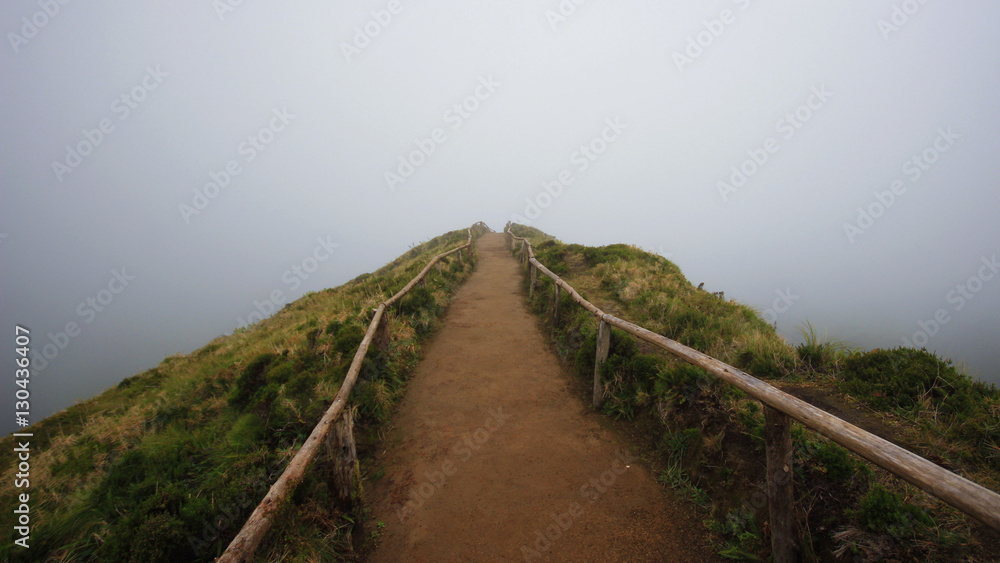 Path covered by fog in Azores islands, Portugal