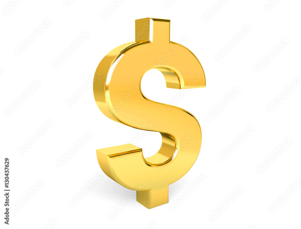 Golden symbol of dollar. Collection. 3d rendering Golden symbol of dollar. Collection. 3d rendering