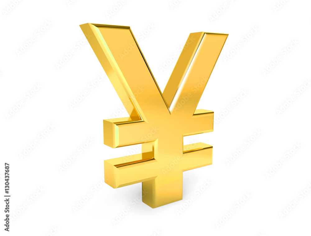 Fototapeta premium Golden symbol of yen. Collection. 3d rendering