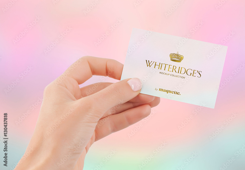 Hand with GoldEmbossed Business Card Mockup 14 Stock Template Adobe Stock