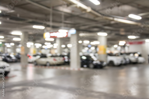 Abstract blur image of car parking background