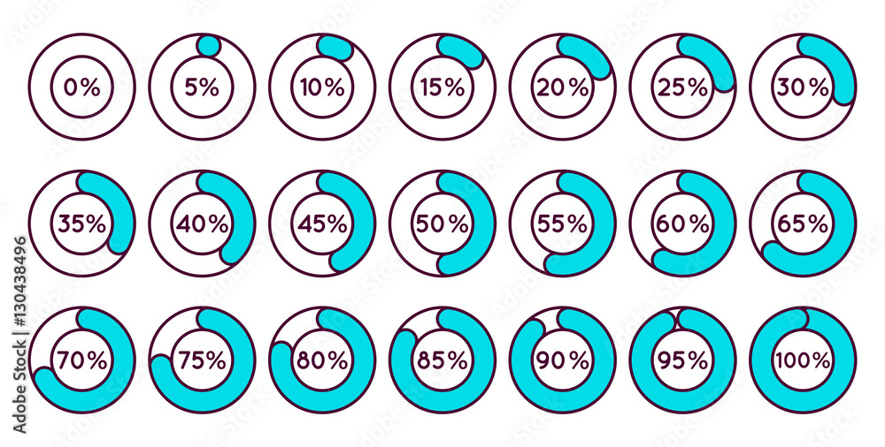 Set Of Circle Percentage Diagrams For Infographics, 10 15, 49% OFF