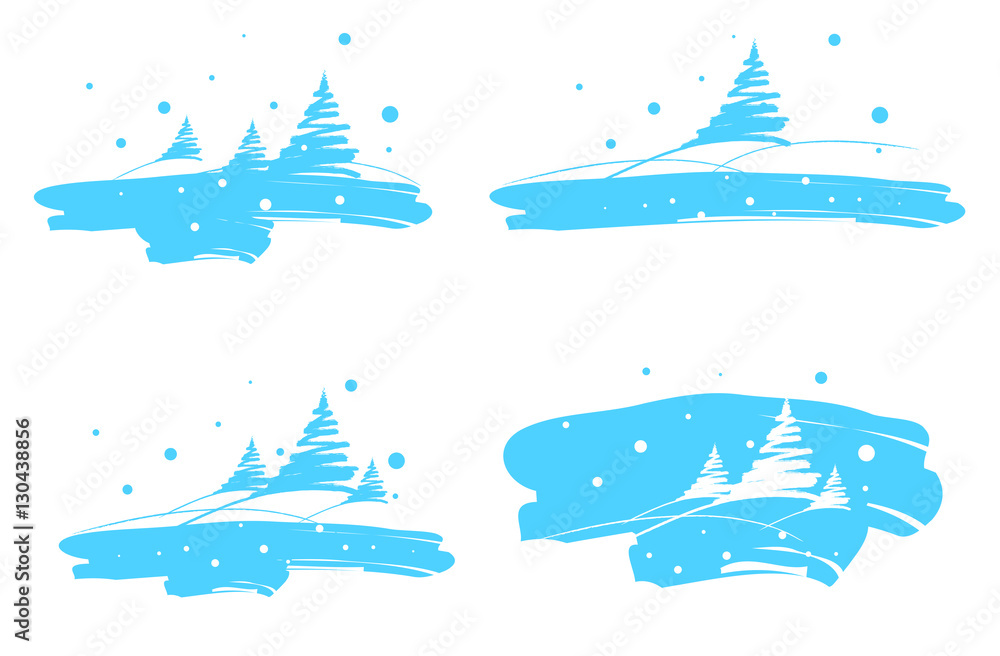 Winter landscape, drawing brush
