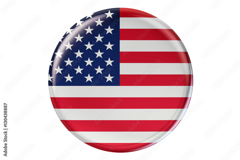 Badge with flag of USA, 3D rendering Badge with flag of USA, 3D rendering