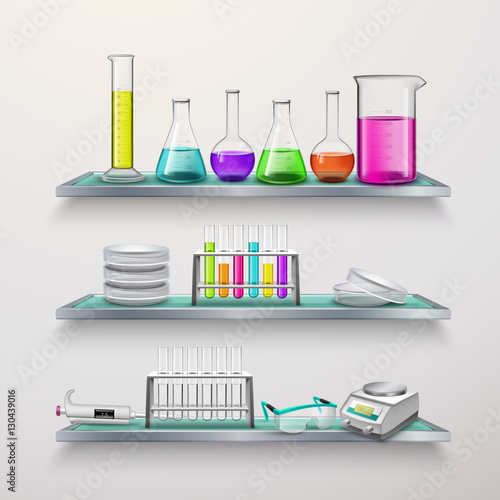 Shelves With Lab Equipment Composition
