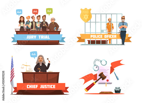 Law Justice 4 Retro Cartoon Icons