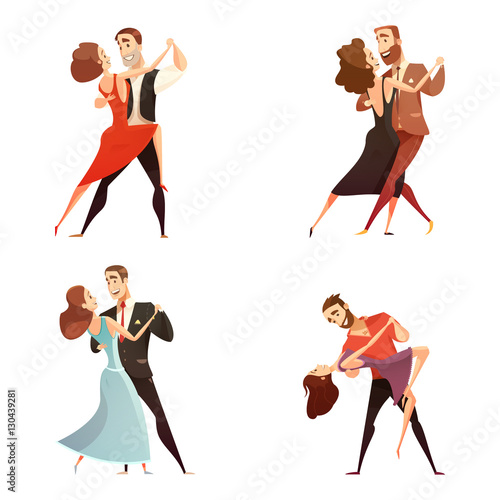 Dance Pair Retro Cartoon Set