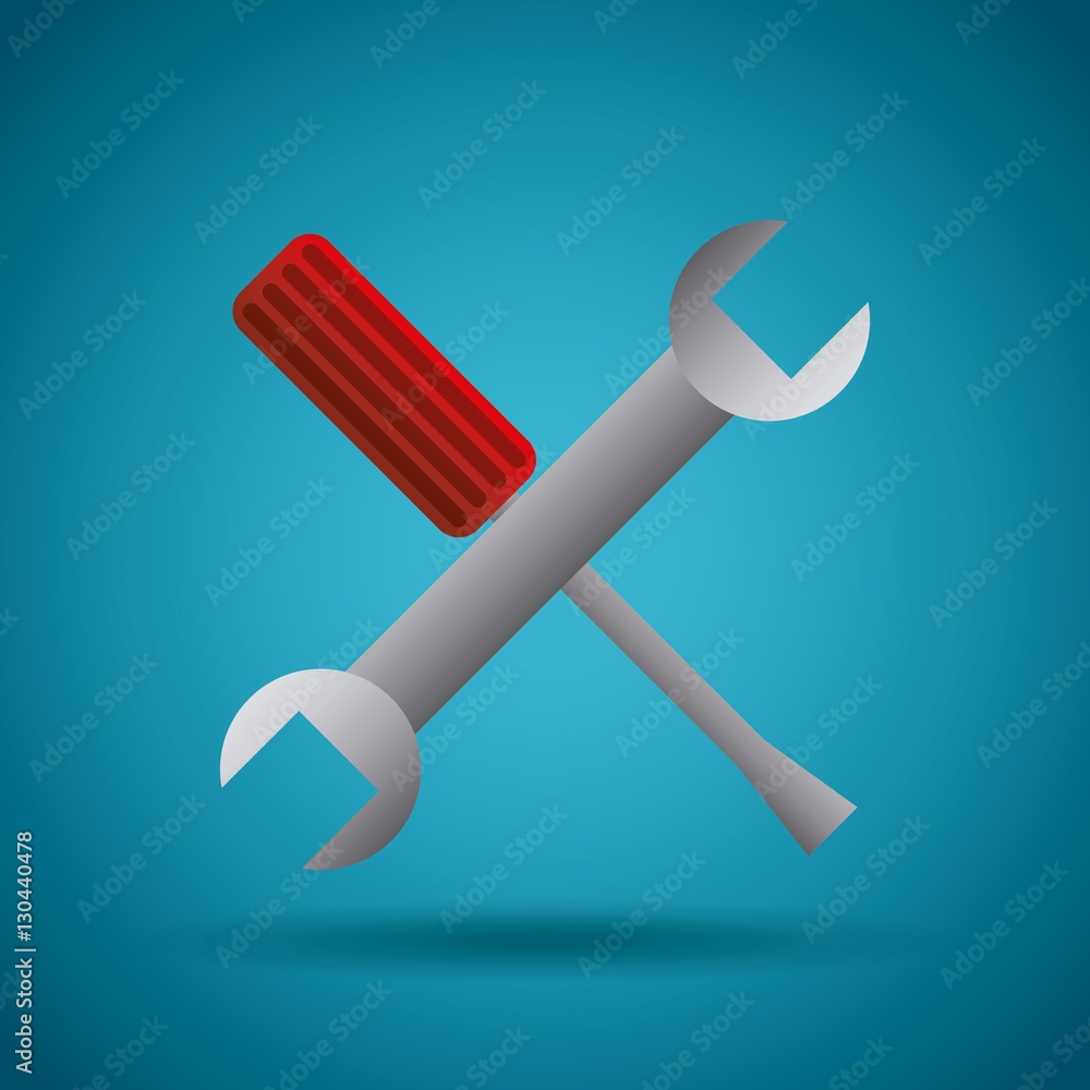 screw and wrench crossed over blue background. repair tools design. vector illustration screw and wrench crossed over blue background. repair tools design. vector illustration