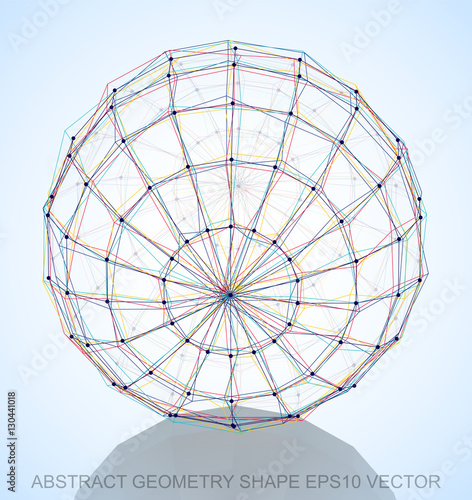 Abstract geometry shape: Multicolor sketched Sphere. Hand drawn 3D polygonal Sphere. EPS 10, vector.