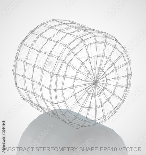 Abstract stereometry shape: Pencil sketched Cylinder. Hand drawn 3D polygonal Cylinder. EPS 10, vector.