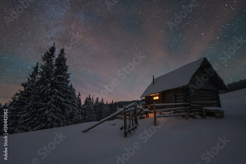 Canvas Print cabin and stars