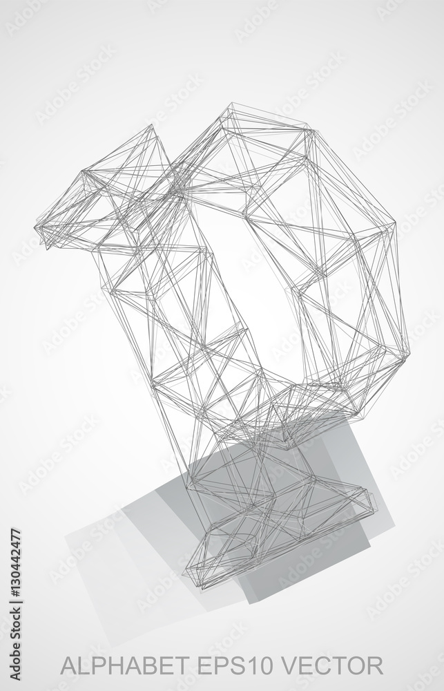 Vector illustration of a Pencil sketched P. Hand drawn 3D P.
